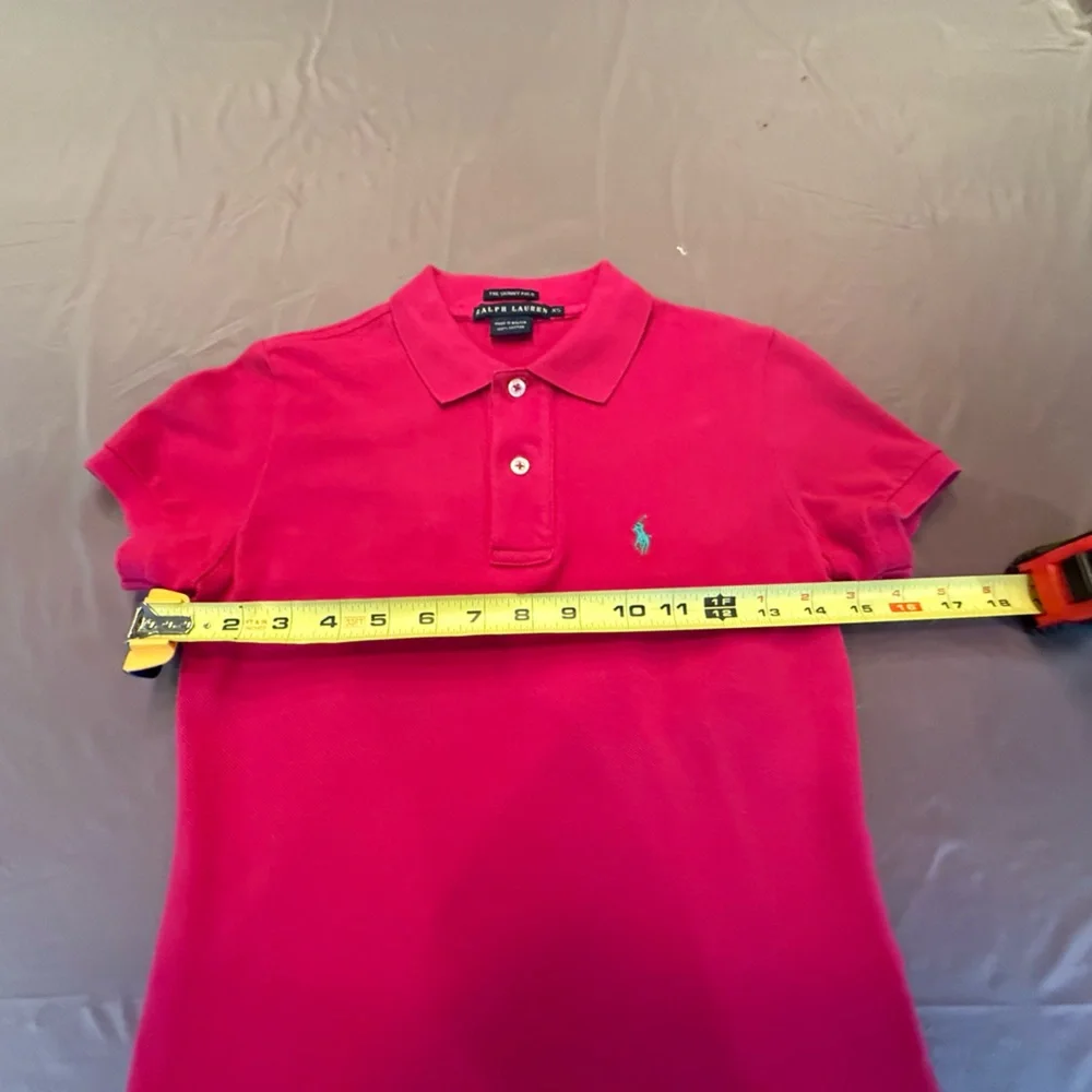 Ralph Lauren Blue Label Hot Pink “The Skinny Polo” Short Sleeve w/ Teal Pony XS - Picture 8 of 8